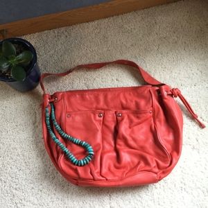 Nordstrom Coral Leather Hobo Shoulder Bag